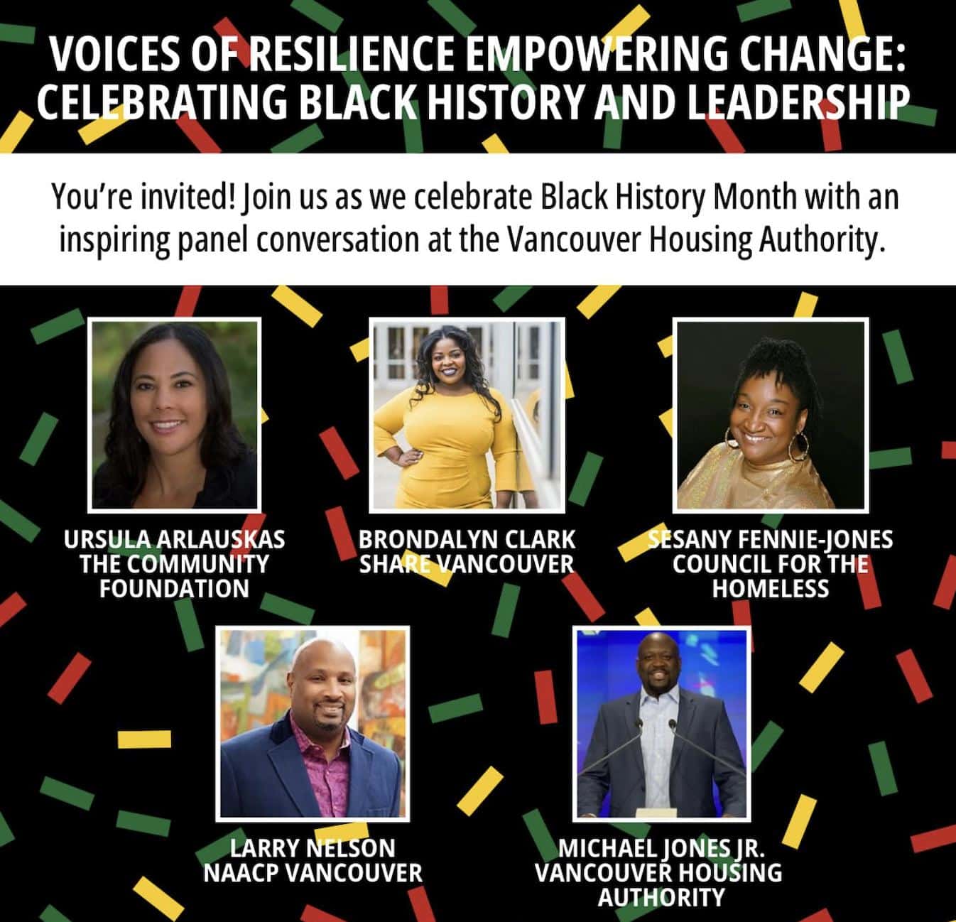 Panelists for the Black History Month event at the Vancouver Housing Authority.