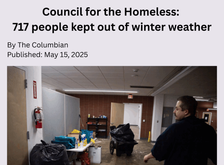 Council for the Homeless: 717 people kept out of winter weather